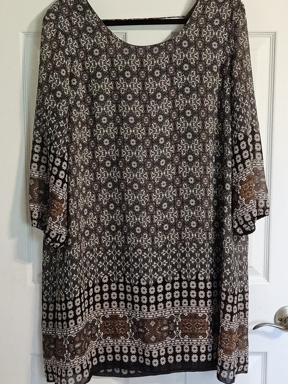 Charlotte Russe Brown and White Patterned Boho Tunic Dress